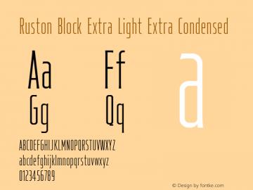 RustonBlock-ExtLtExtraCond Version 1.000;PS 001.000;hotconv 1.0.88;makeotf.lib2.5.64775;YWFTv17图片样张