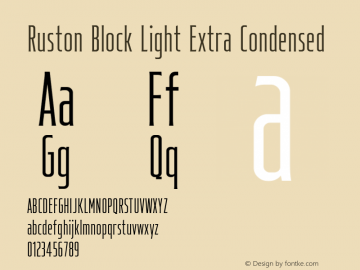 Ruston Block Light ExtraCond Version 1.000;PS 001.000;hotconv 1.0.88;makeotf.lib2.5.64775;YWFTv17 Font Sample