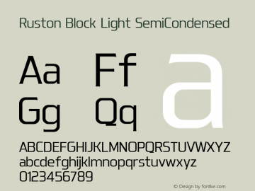 Ruston Block Light SemCond Version 1.000;PS 001.000;hotconv 1.0.88;makeotf.lib2.5.64775;YWFTv17 Font Sample