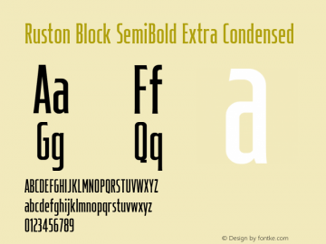 RustonBlock-SemBdExtraCond Version 1.000;PS 001.000;hotconv 1.0.88;makeotf.lib2.5.64775;YWFTv17 Font Sample