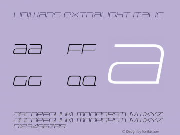 UniwarsEl-Italic Version 1.000 Font Sample