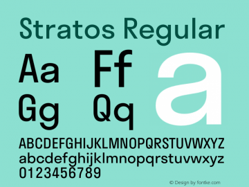 Stratos Regular Version 1.001;PS 1.1;hotconv 1.0.72;makeotf.lib2.5.5900 Font Sample