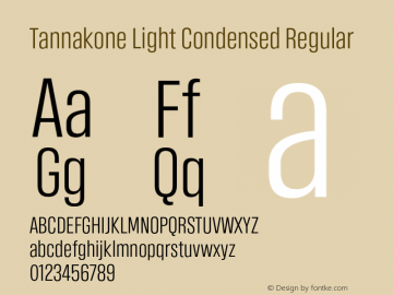 Tannakone Light Condensed Version 1.10 2018 Font Sample