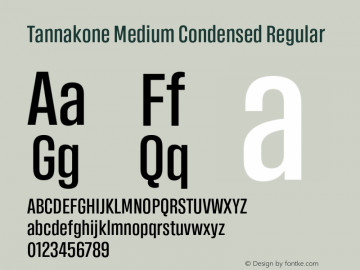 Tannakone Medium Condensed Version 1.10 2018 Font Sample