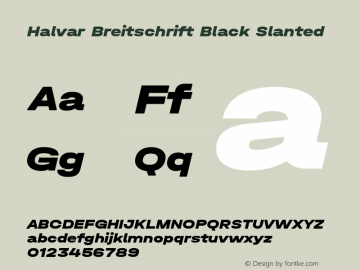 Halvar Breitschrift Black Slanted Version 1.000 Font Sample