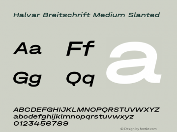 Halvar Breitschrift Medium Slanted Version 1.000图片样张