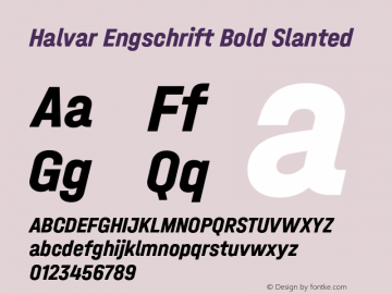 Halvar Engschrift Bold Slanted Version 1.000 Font Sample