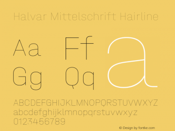 Halvar Mittelschrift Hairline Version 1.000 Font Sample