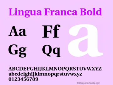 Lingua Franca Bold Version 1.20 Font Sample