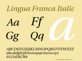 Lingua Franca Italic Version 1.20 Font Sample