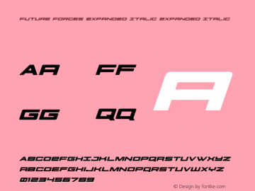 Future Forces Expanded Italic Version 1.1; 2019 Font Sample