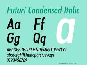 Futuri Condensed Italic Rev. 002.02图片样张