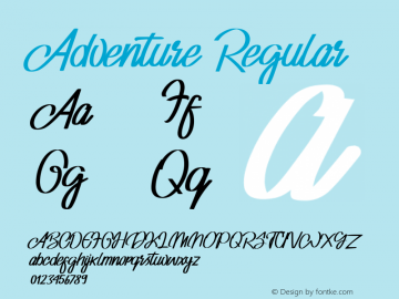 Adventure Version 1.00;July 17, 2019;FontCreator 11.5.0.2430 32-bit Font Sample