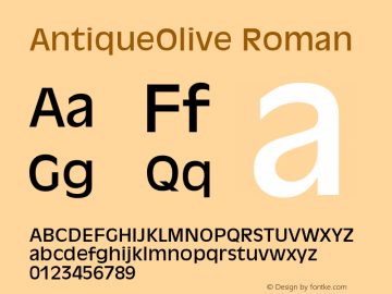 AntiqueOlive Roman Macromedia Fontographer 4.1 9/12/01 Font Sample