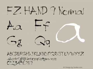 FZ HAND 9 Normal 1.000 Font Sample