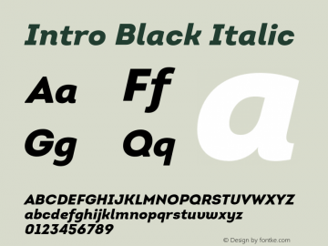 Intro-BlackItalic Version 1.000图片样张