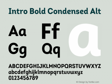 Intro-BoldCondensedAlt Version 1.000 Font Sample