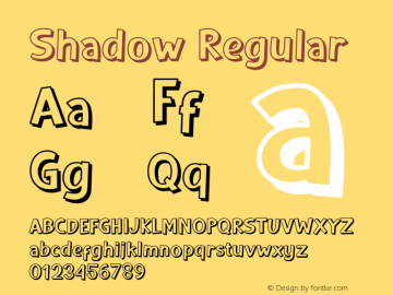 Shadow Version 1.00;July 21, 2019;FontCreator 11.0.0.2408 32-bit Font Sample
