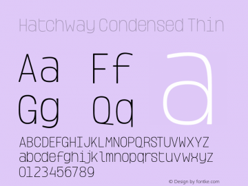 HatchwayCondensedThin Version 1.000;hotconv 1.0.109;makeotfexe 2.5.65596;YWFTv17 Font Sample