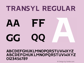 Transyl Regular Version 1.000;PS 001.000;hotconv 1.0.88;makeotf.lib2.5.64775图片样张