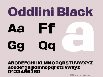 Oddlini-Black Version 1.002 Font Sample