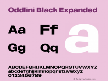 Oddlini-BlackExpanded Version 1.002 Font Sample
