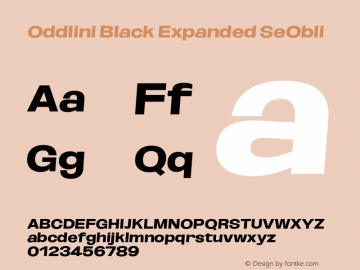 Oddlini-BlackExpandedSeObli Version 1.002 Font Sample