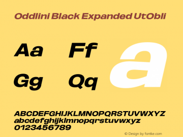 Oddlini-BlackExpandedUtObli Version 1.002 Font Sample