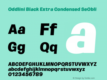 Oddlini-BlackExtraCondSeObli Version 1.002 Font Sample