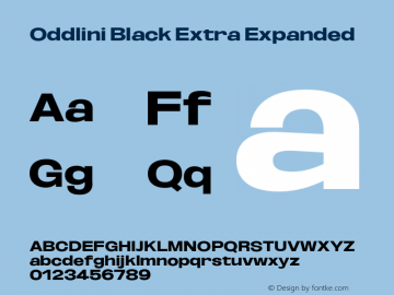 Oddlini-BlackExtraExpanded Version 1.002 Font Sample