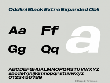 Oddlini-BlackExtExpObli Version 1.002 Font Sample