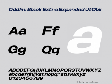 Oddlini-BlackExtExpUtObli Version 1.002 Font Sample