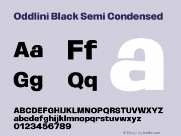 Oddlini-BlackSemiCondensed Version 1.002 Font Sample