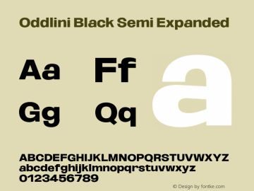 Oddlini-BlackSemiExpanded Version 1.002 Font Sample