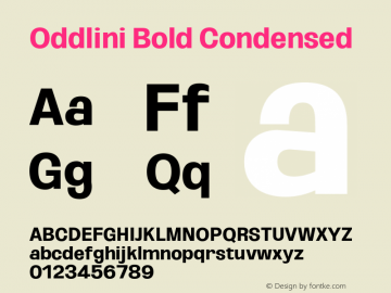 Oddlini-BoldCondensed Version 1.002 Font Sample