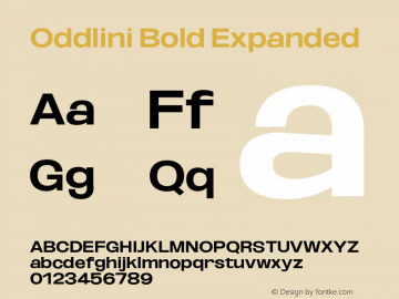 Oddlini-BoldExpanded Version 1.002 Font Sample