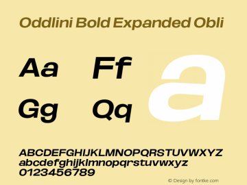 Oddlini-BoldExpandedObli Version 1.002 Font Sample