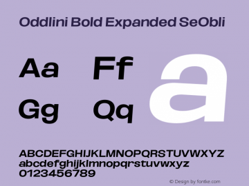 Oddlini-BoldExpandedSeObli Version 1.002 Font Sample