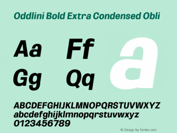 Oddlini-BoldExtraCondObli Version 1.002图片样张