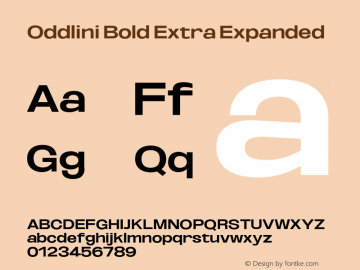 Oddlini-BoldExtraExpanded Version 1.002 Font Sample