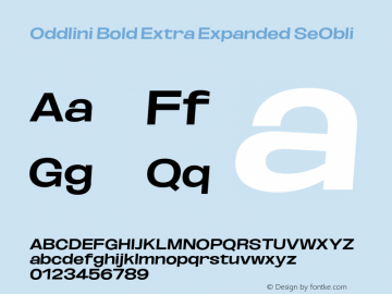 Oddlini-BoldExtExpSeObli Version 1.002 Font Sample