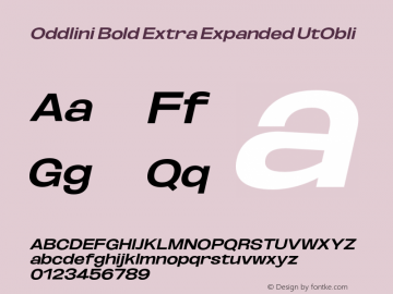 Oddlini-BoldExtExpUtObli Version 1.002 Font Sample