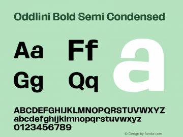 Oddlini-BoldSemiCondensed Version 1.002 Font Sample