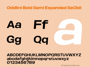 Oddlini-BoldSemExpSeObli Version 1.002 Font Sample