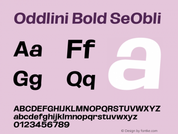 Oddlini-BoldSeObli Version 1.002 Font Sample