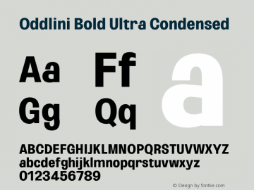 Oddlini-BoldUltraCondensed Version 1.002 Font Sample