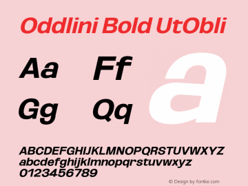 Oddlini-BoldUtObli Version 1.002 Font Sample