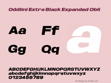 Oddlini-ExtBlkExpObli Version 1.002 Font Sample