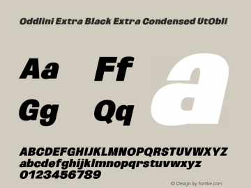 Oddlini-ExtBlkExtraCondUtObli Version 1.002 Font Sample