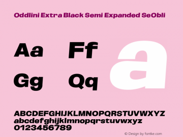 Oddlini-ExtBlkSemExpSeObli Version 1.002 Font Sample